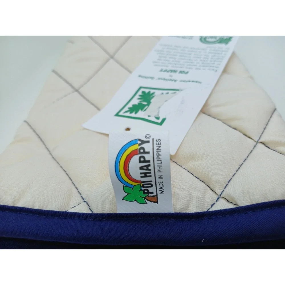 NEW HAWAIIAN Applique Quilted Potholder‎ Blue  Made In Honolulu Poi Happy